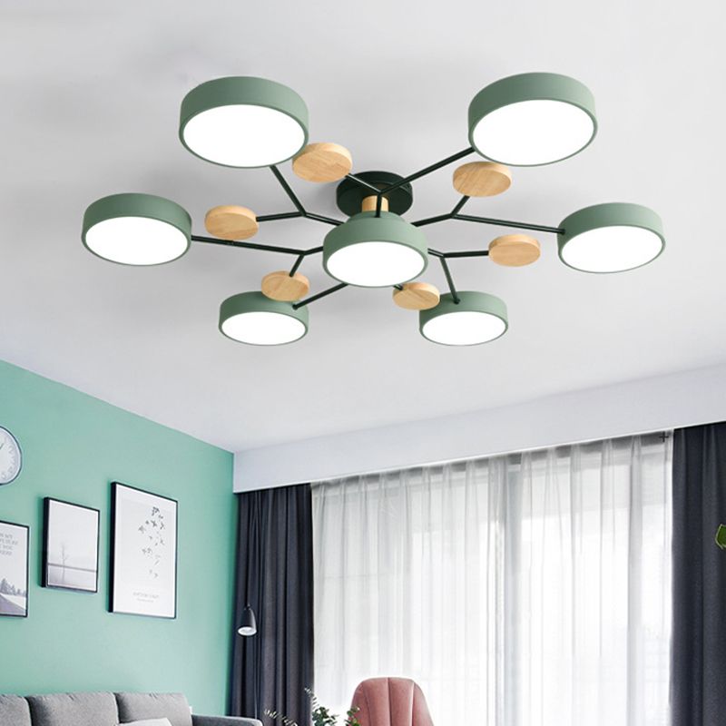 Sputnik Semi Flush Mount Light Macaron LED Acrylic Semi-Flush Mount Ceiling Fixture