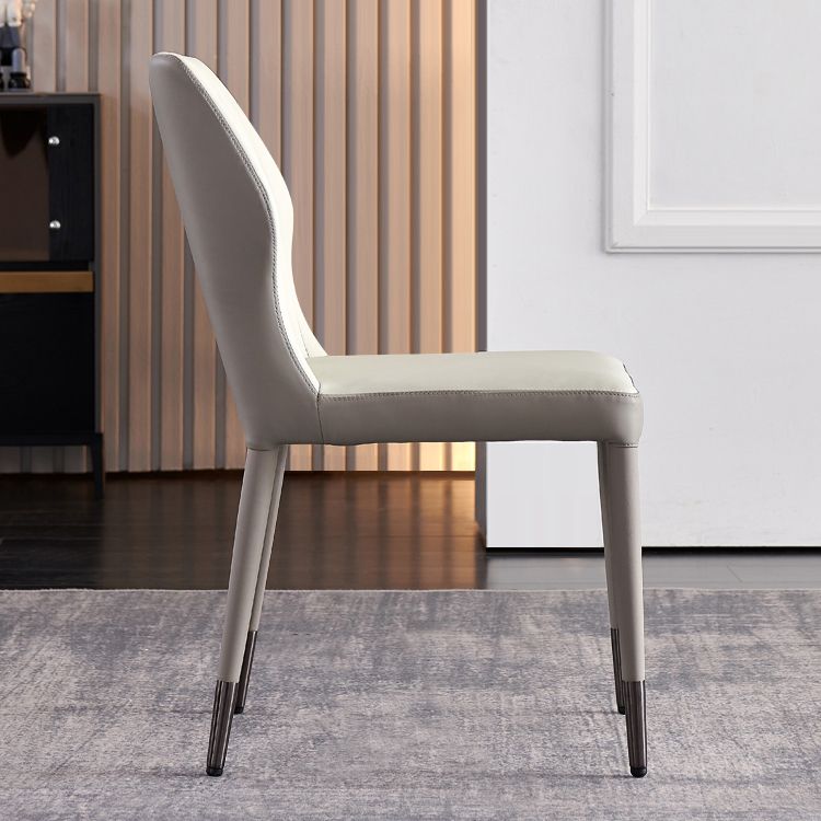 Moderne stijl armloze zijstoelen stevige lederen eetkamerstoelen voor de keuken (set van 2)