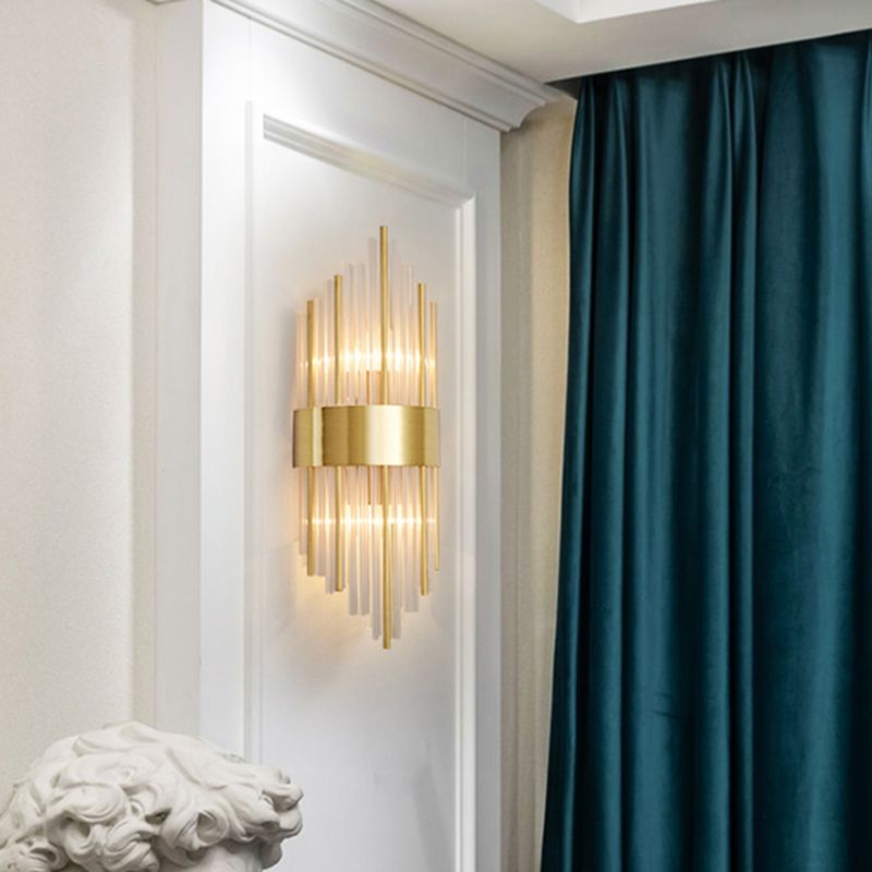 Clear Crystal Wall Mounted Light Fixture Modern Style 2-Lights Wall Lighting for Hotel