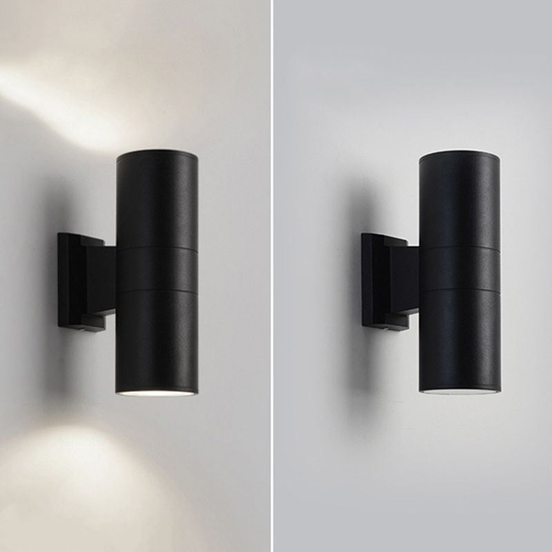 Mezza cilindro illuminazione a parete in stile moderno metallo 1 luce da parete leggera in nero