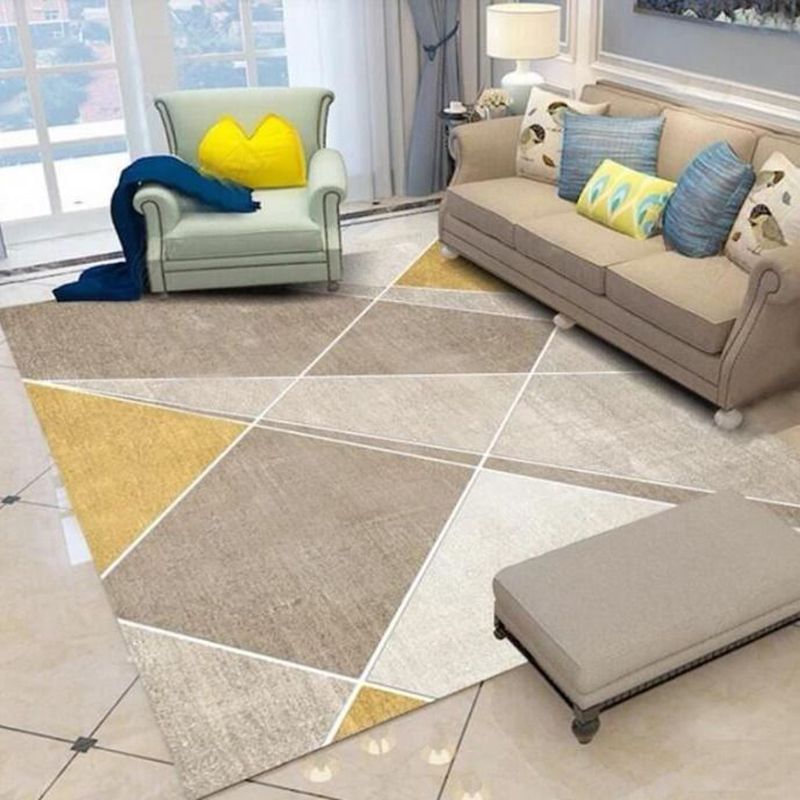 Minimalist Geometry Pattern Rug Polyester Area Carpet Non-Slip Backing Indoor Rug for Living Room