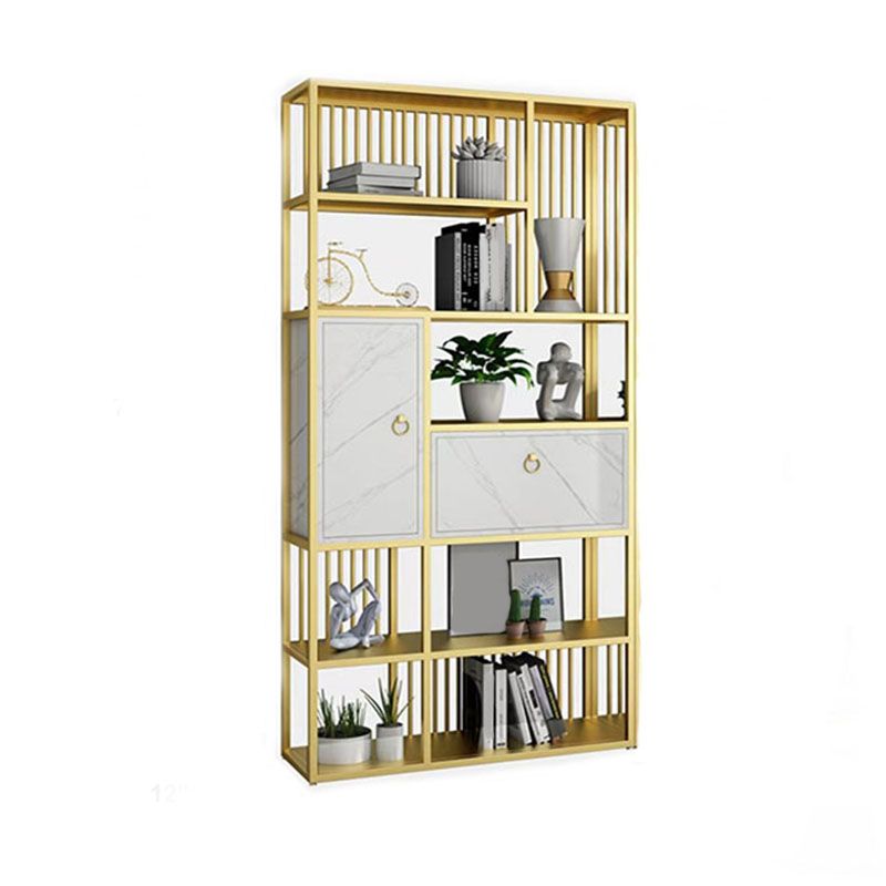 Modern Metal Shelf Bookcase Open Home Bookshelf with Cabinets
