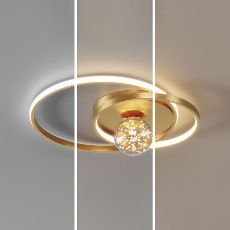 Plafonnier LED circulaire créatif moderne en aluminium à 3 lumières avec abat-jour en acrylique