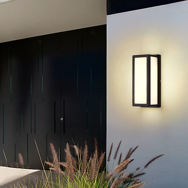 Metal Modern Wall Sconce Rectangle Shape Wall Light with Acrylic Shade for Courtyard