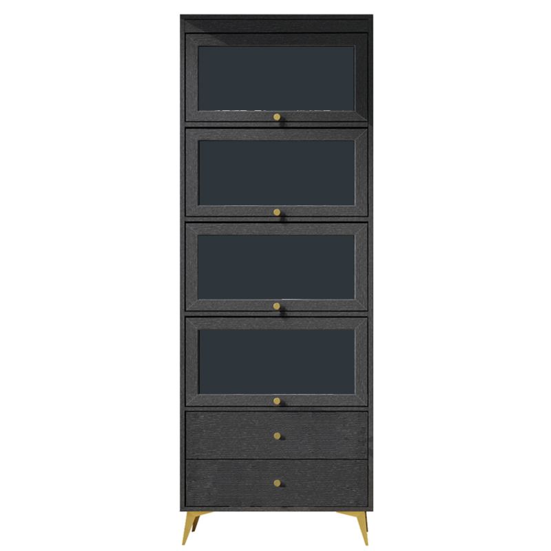 Contemporary 2- Drawer Black Wooden Cabinet, Rectangle Accent Cabinet