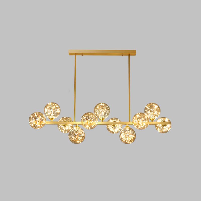 Contemporary Island Light Fixtures Sphere Glass Island Lights in Gold