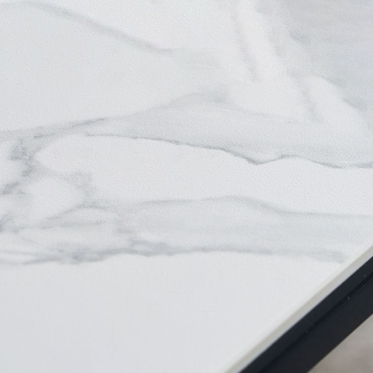 Modern Rectangle Dining Table Sintered Stone Dining Table with 4 Metal Legs