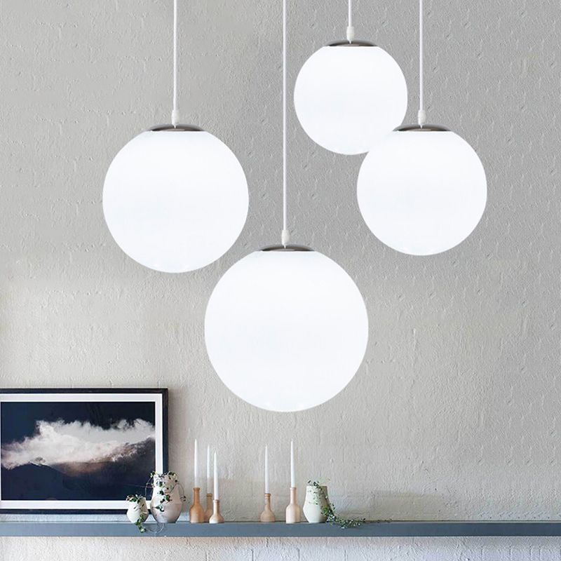 1 Light Ball Hanging Light Fixtures Modern Simple White Glass Ceiling Pendant for Clothing Store