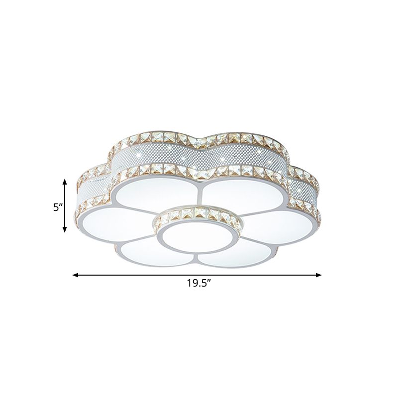 Sunflower Living Room Flushmount Modern Metal Gold LED Ceiling Mount Lamp with Beveled Crystal Trim, 19.5"/23.5" Wide
