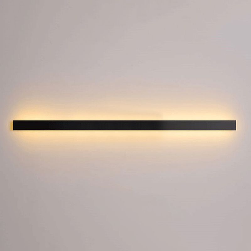 Linear Shape Metal Wall Light Modern Style 1 Light Wall Mounted Light in Black