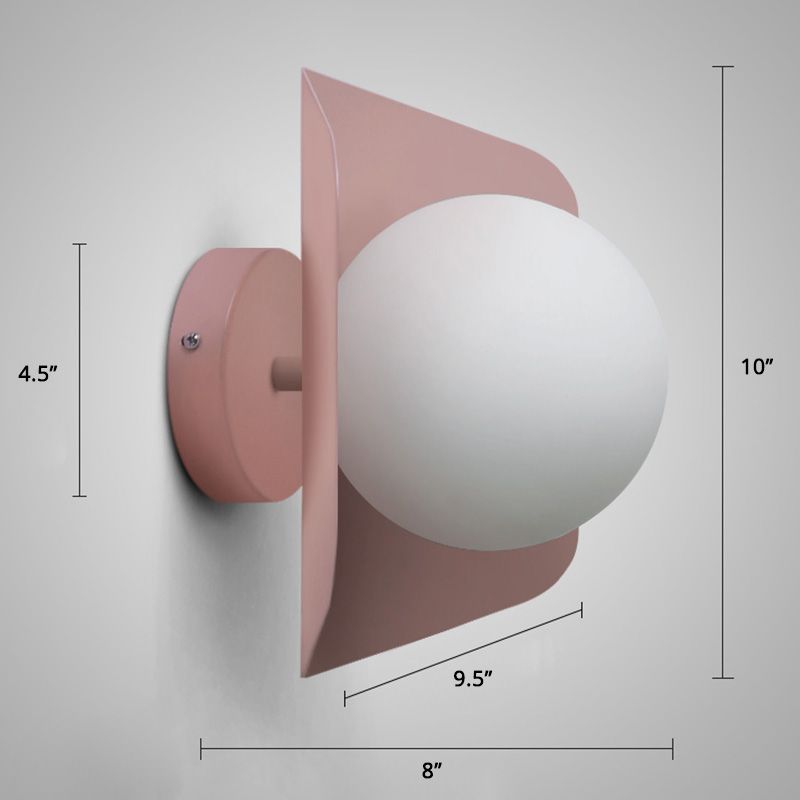 Metal Hexagonal Sconce Fixture Macaron Single Wall Mount Light with Ball Opaline Glass Shade