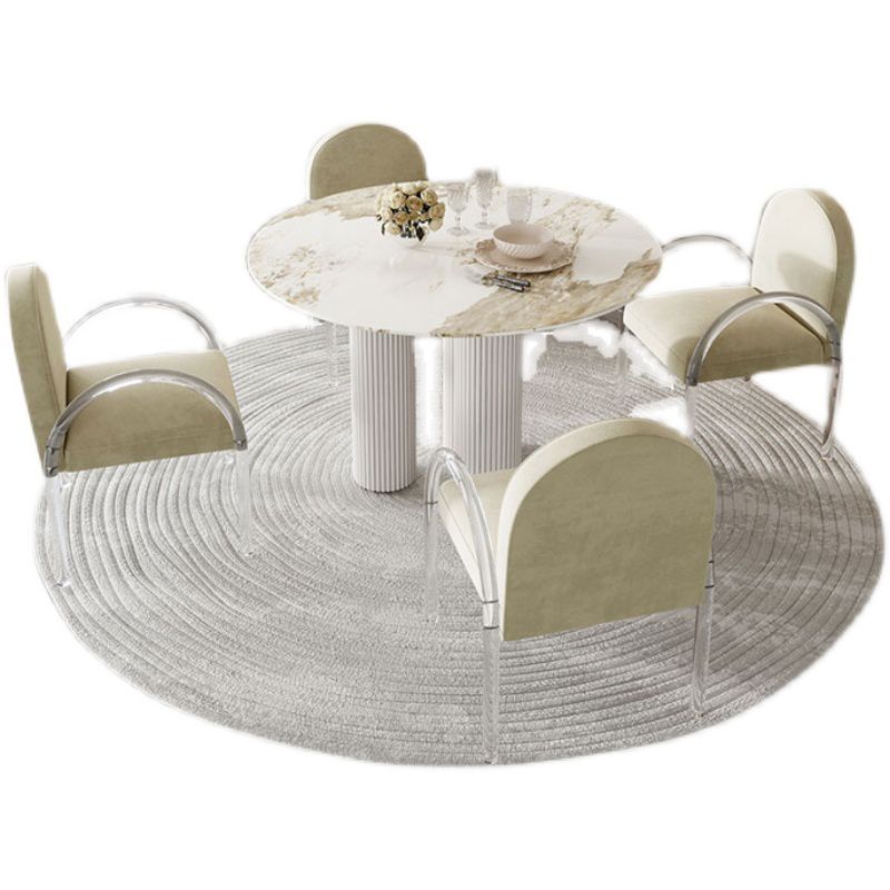Modern 1/5 Pieces Dining Set Round Stone Dining Table for Dining Room Kitchen