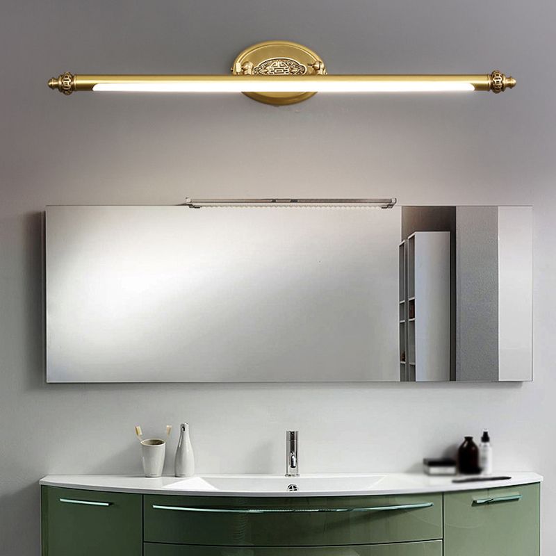 Stile moderno di illuminazione da vanità lineare in metallo 1 funce murale di vanità della luce in oro