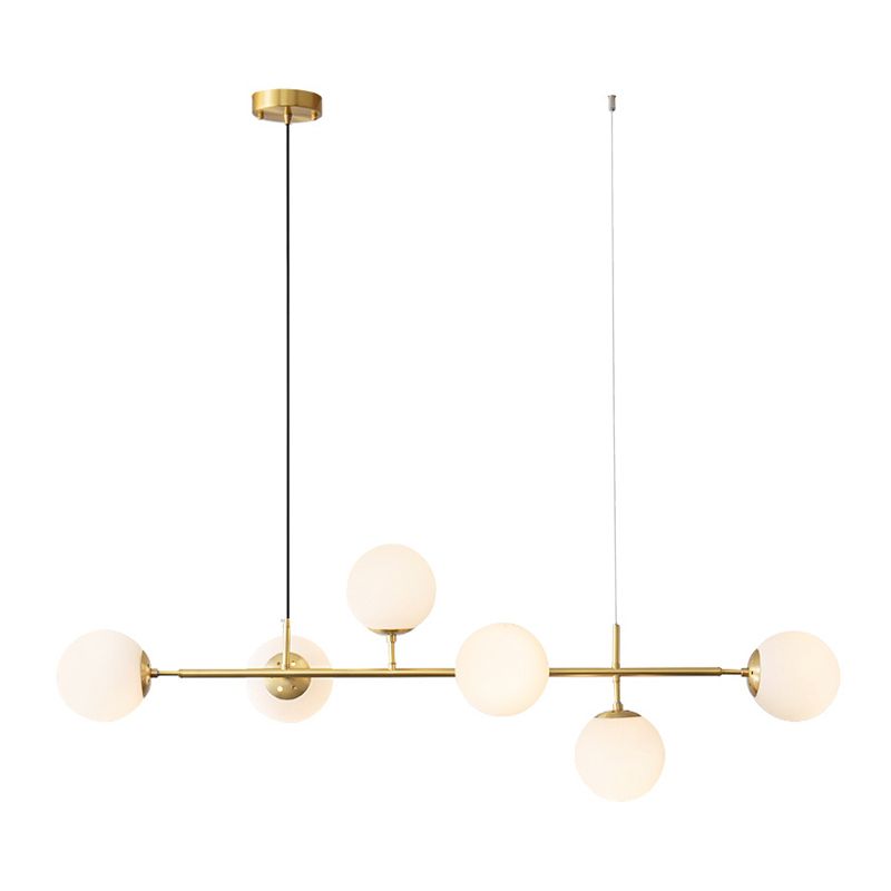 5/6-Light Metal Kitchen Island Lighting Modern Linear Ceiling Light in Gold
