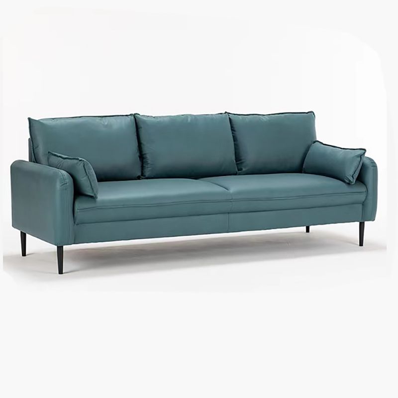 Faux Leather Cushions Sofa 3-Seat Contemporary 30.7" High Sofa