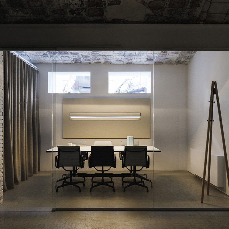 Linear Metallic Island Light Fixture Modernism LED Black Hanging Lamp Kit for Dining Room