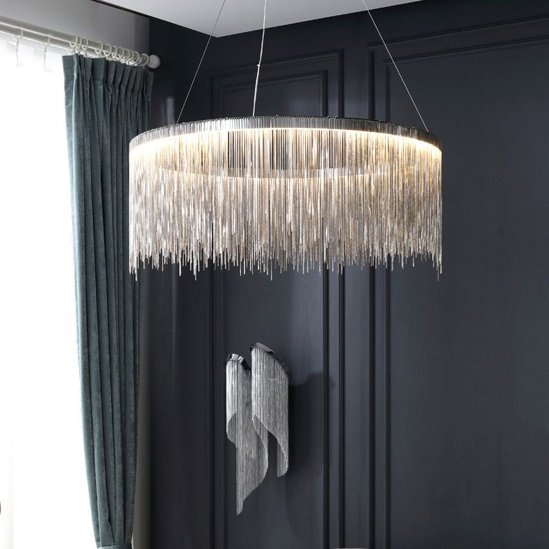 Accesorio de iluminación de araña circular blanca metal nórdico colgante de iluminación