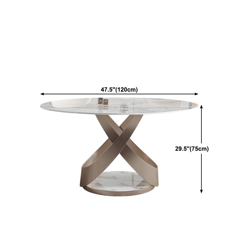 Modern 1/4/5/7 Pieces Dinette Set with White Sintered Stone Round Dining Table Set