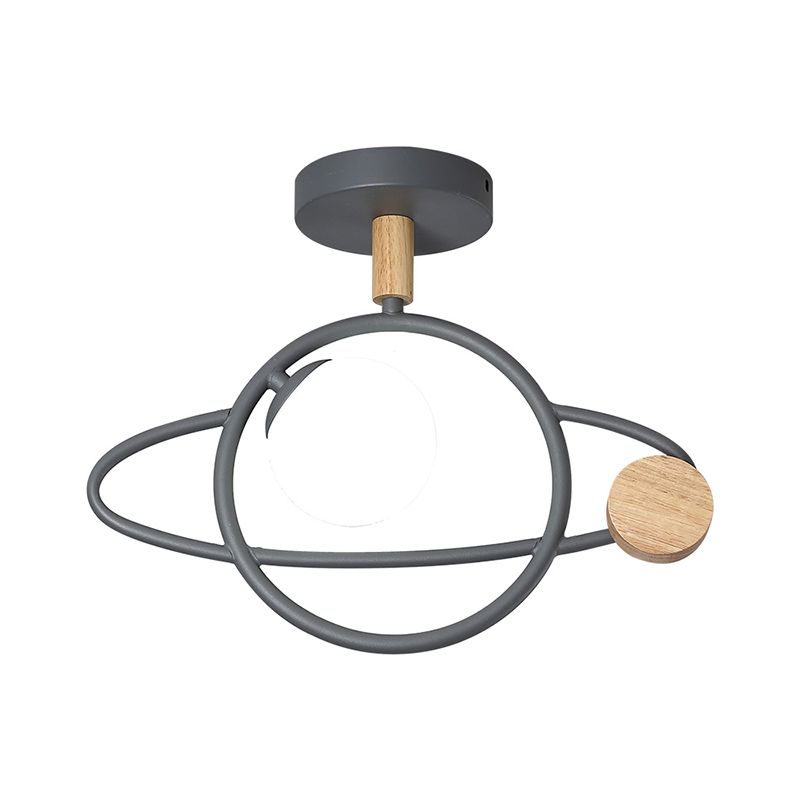 Grau Planet Orbit Semi Flush Contemporary 1 Kopf Metallic Deckenleuchte Montiert
