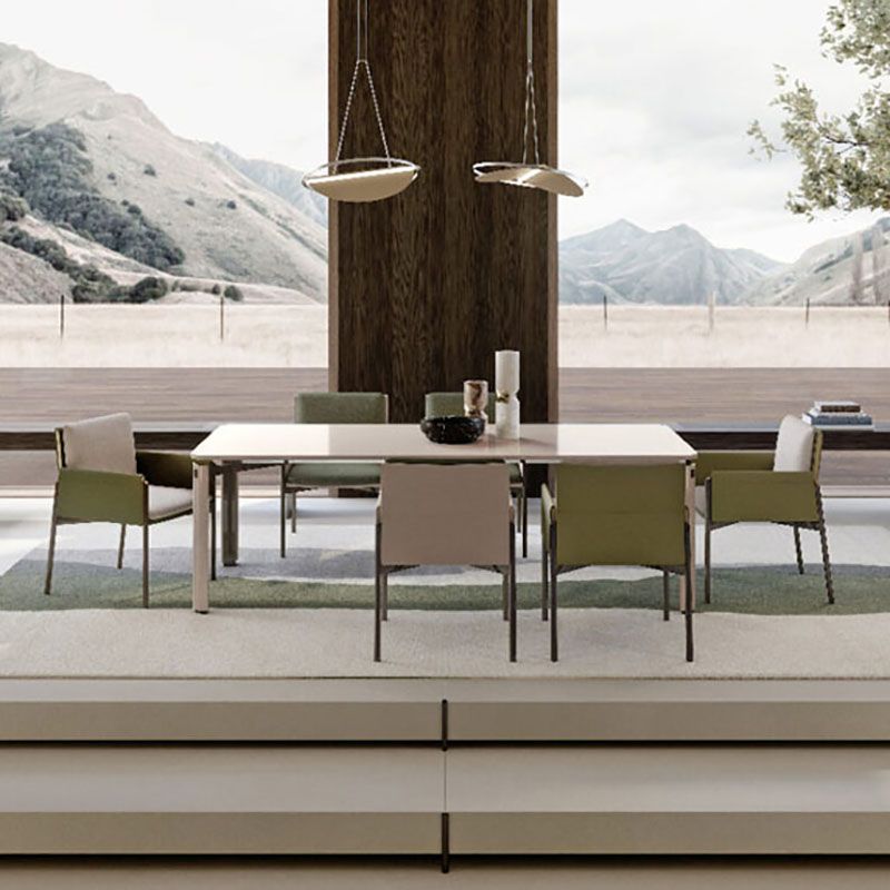 Silla de comedor de tela de lino minimalista, silla individual con brazo trasero sólido para cocina