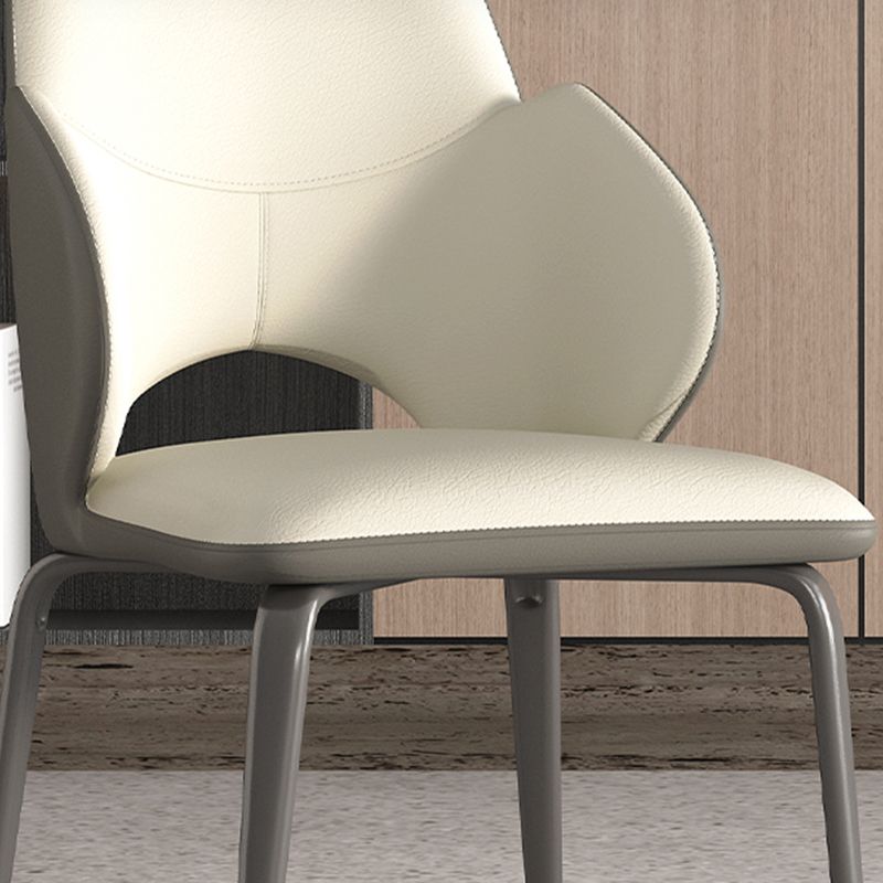 Modern Arm Chair Faux Leather Open Back Dining Room Chair for Kitchen