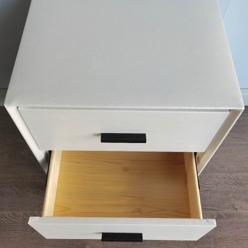 Rectangular Two Drawer Nightstand Modern Night Table with Metal Legs