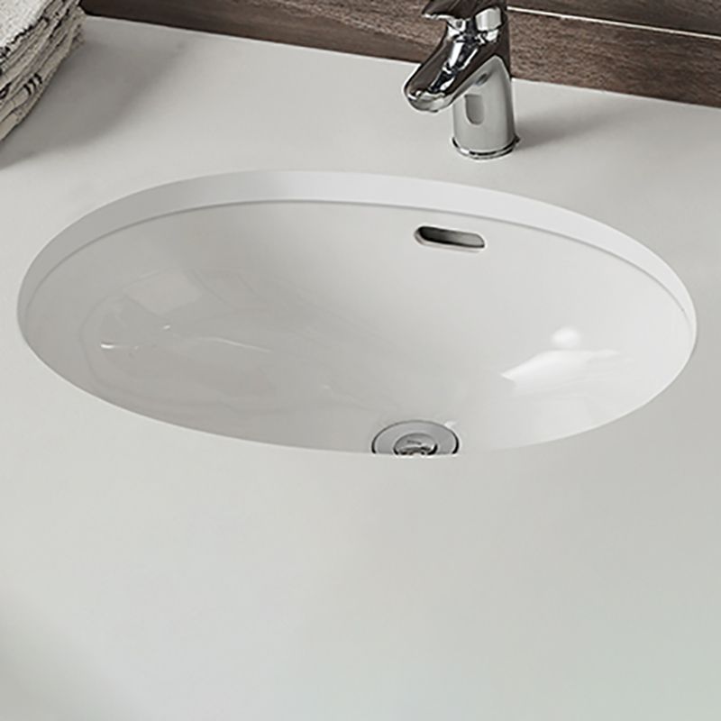 Oval Bathroom Sink Modern Style Overflow Hole Design Ceramic Bathroom Sink Only