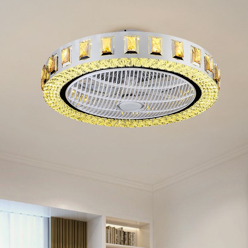 Semifulto di cristallo trasparente rotondo/floreale Minalismo da 19,5 "Larghezza Gold Affermazione Light con 3 pale