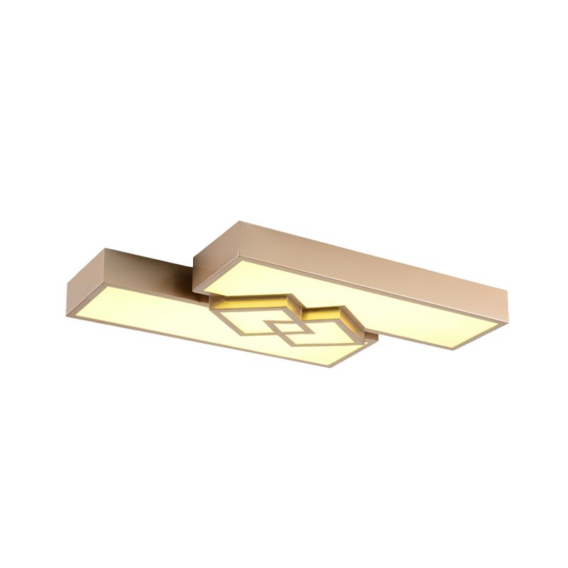 30"/39" L Rectangle Flushmount Lighting Modernist Metallic LED Gold Ceiling Mounted Fixture for Living Room