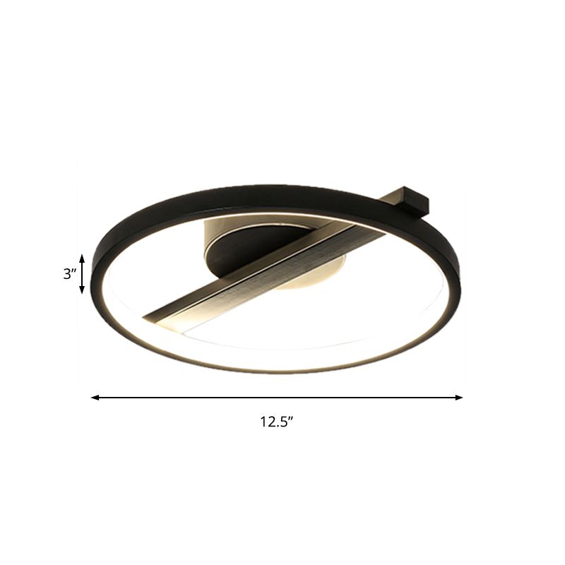 Acryl Ring Inbouw Modernisme Zwart/Wit/Blauw Plafondgemonteerd Licht voor Woonkamer in Warm/Wit, 12,5"/16,5"/20,5" Dia