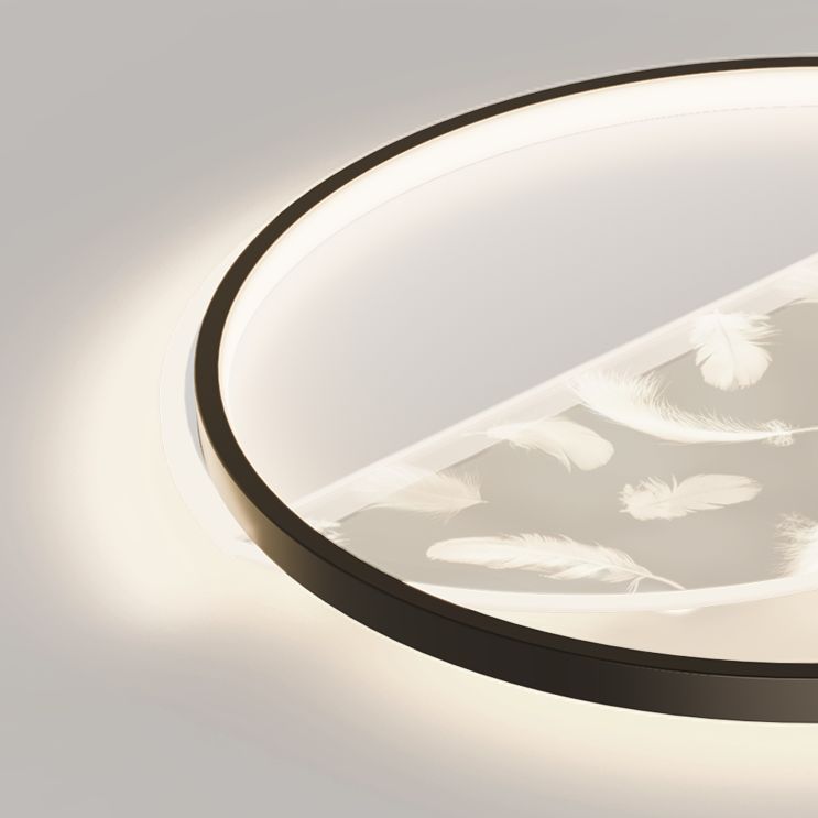 Montaje semi descarte de aluminio negro en moderno de techo de plumas de estilo conciso con sombra acrílica