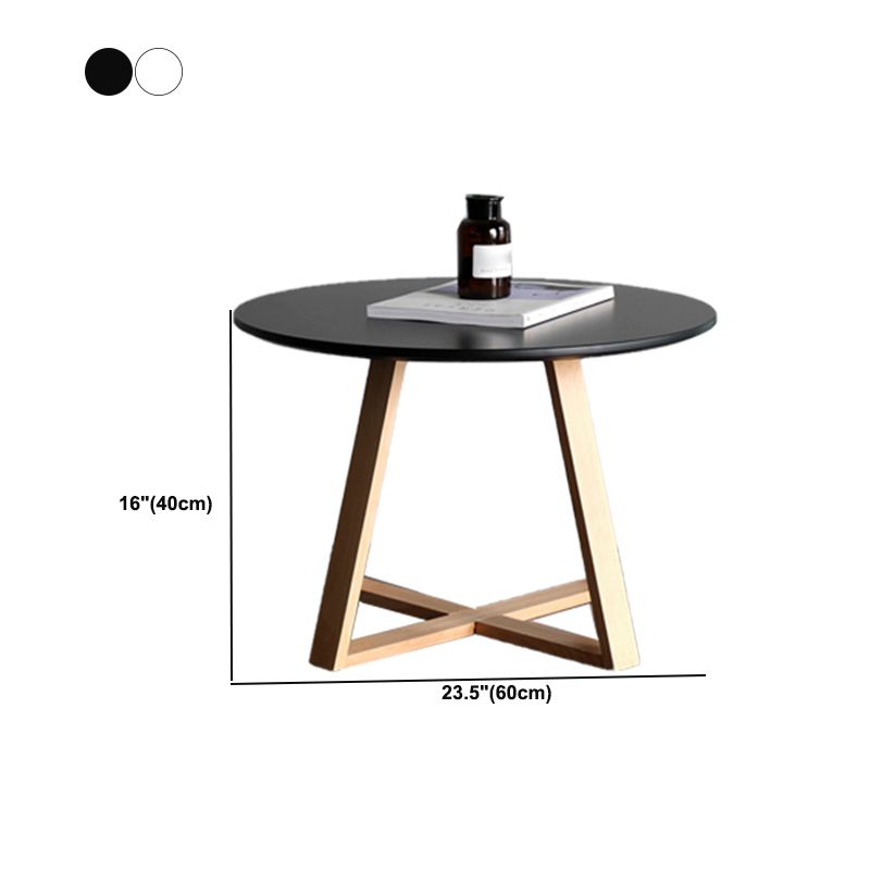 Nordic Style Round Solid Wood Table with Wooden Cross Base Side Table
