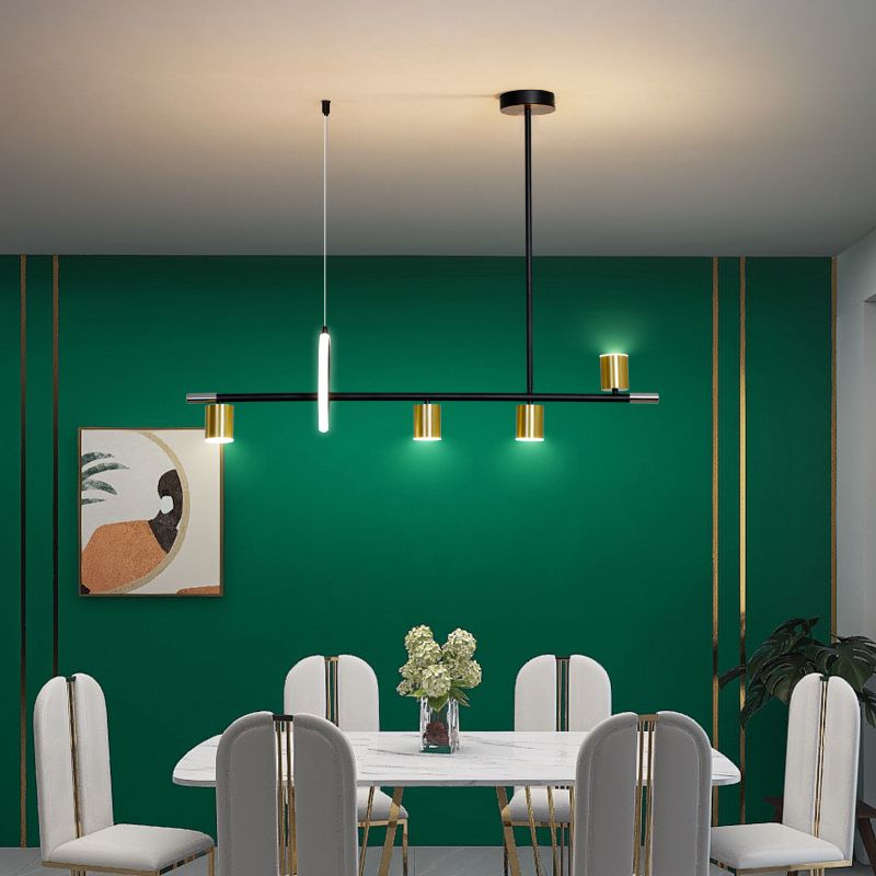 Modern Metal Track Lamp Multi-Head Restaurant Island Lighting Fixtures with Acrylic Shade