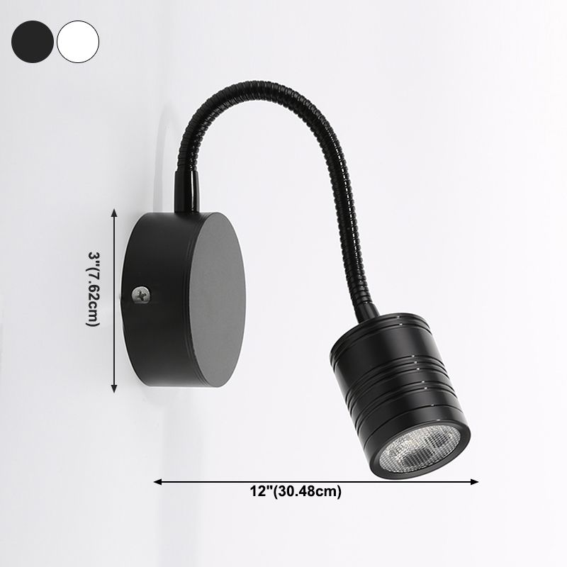 Éclairage mural de cylindre en métal style contemporain 1 éclairage de lecture murale lumineuse