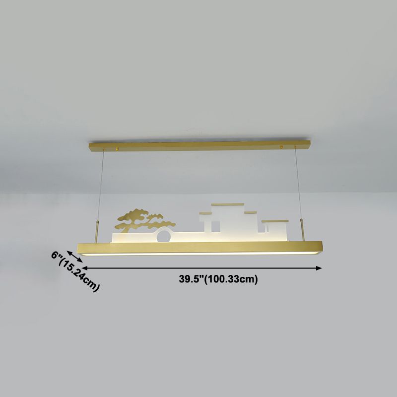 Zeitgenössische Kücheninselbeleuchtung Rechteck Metall 1-Licht Island Lichter