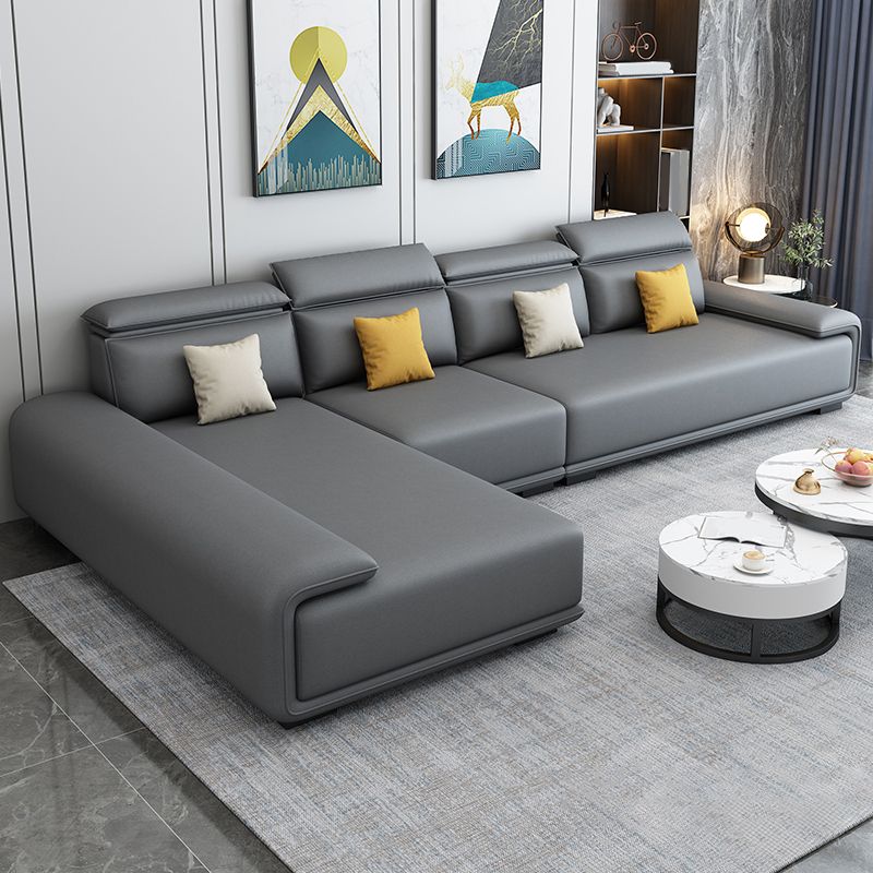 30.3"H Modern Faux Leather Square Arm Sofa & Chaise for Living Room