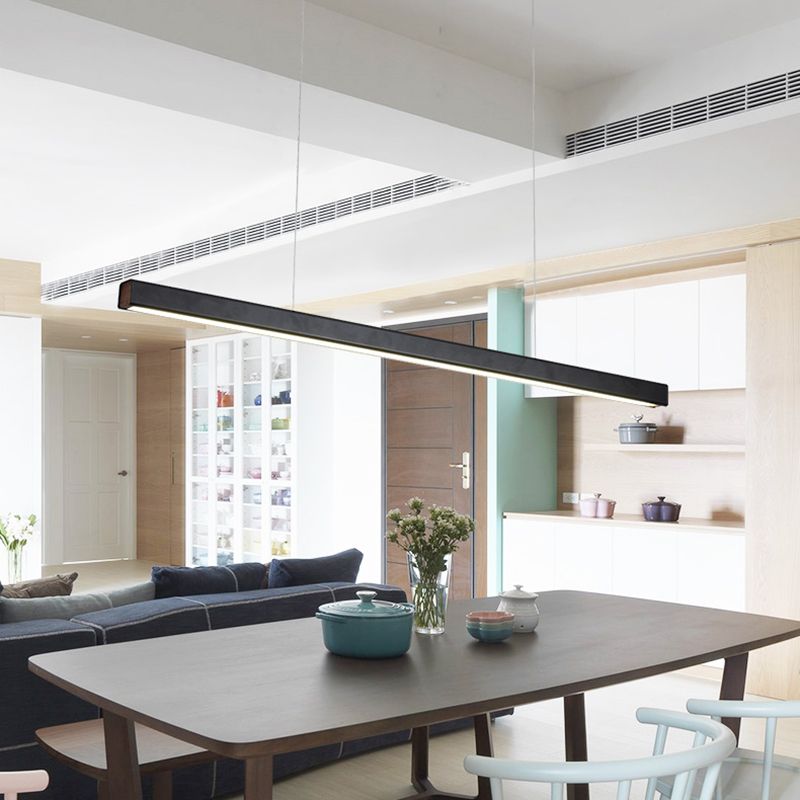 Modern Pendant Lighting for Kitchen Island Linear Pendant Lighting Hanging Lamp in Black