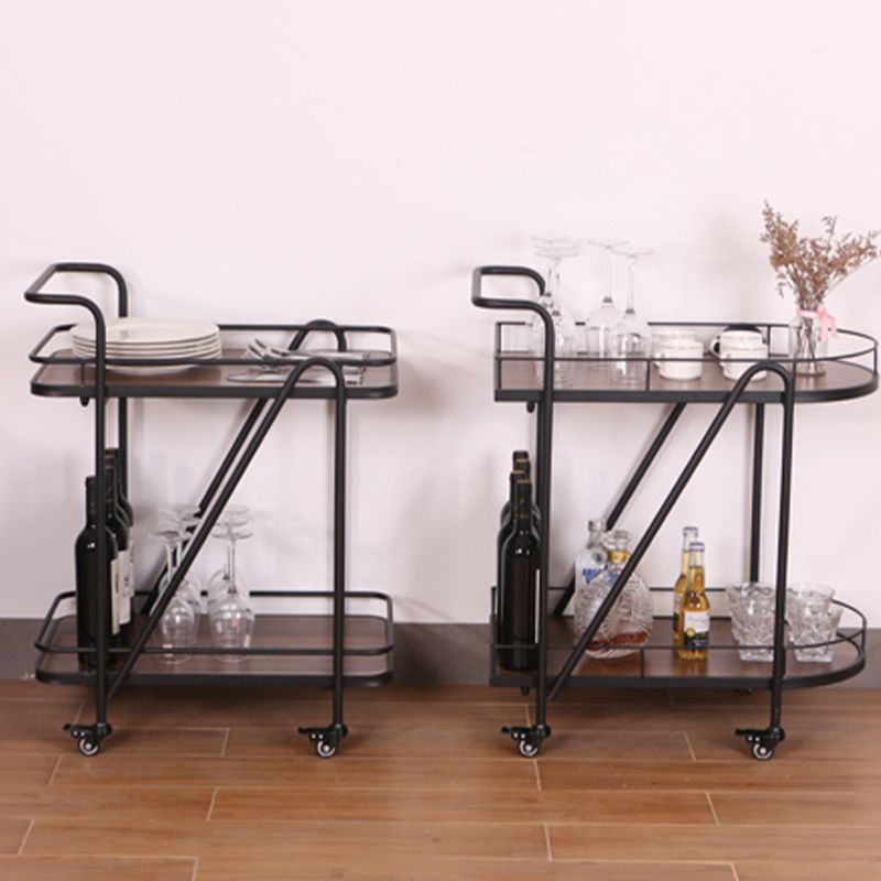 Modern 31.1"H Rolling Prep Table Metal Prep Table with Open Storage