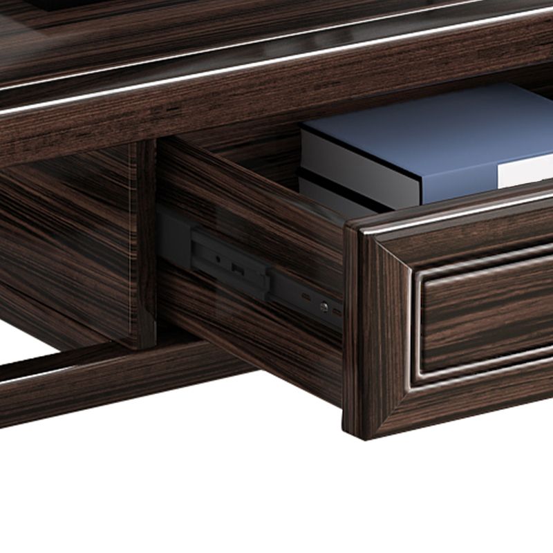 Rectangle Contemporary Console Table Brown Stone Console Sofa Table with 1 Drawer