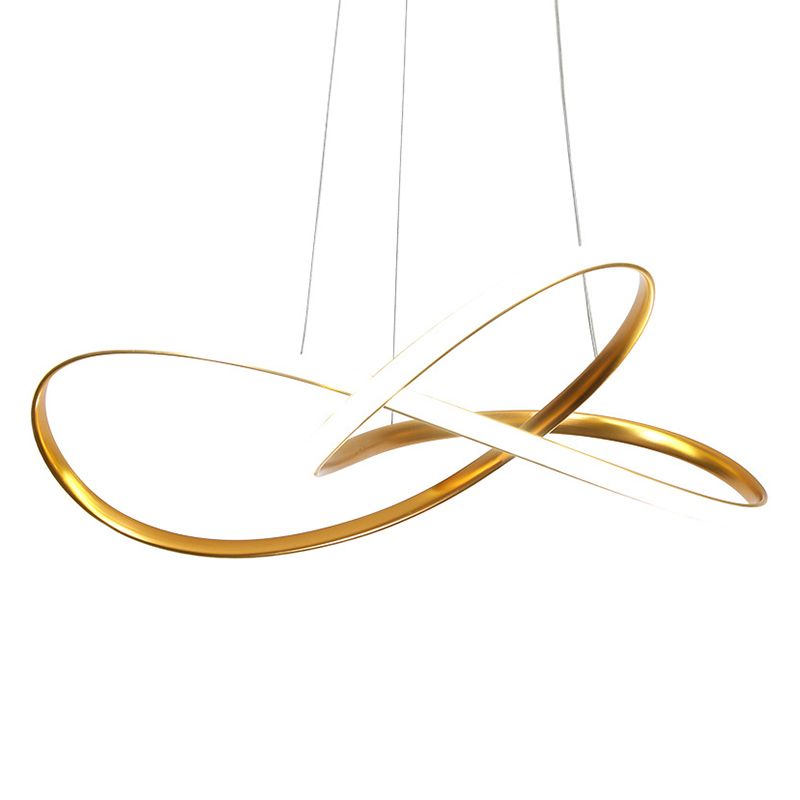 Modern Minimalist Linear Chandelier Light Metal Spiral LED Ceiling Chandelier for Living Room