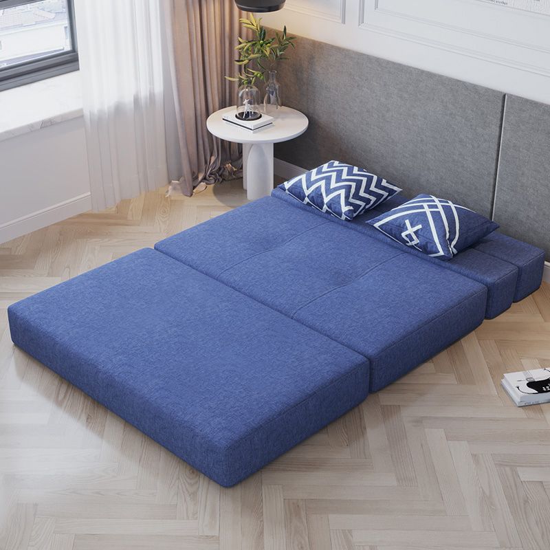 Contemporary Linen Daybed Metal Upholstered Kids Bed Foldable