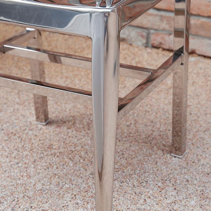 Industrial Metal Outdoor Bistro Chairs Open Back Dining Chairs in Silver