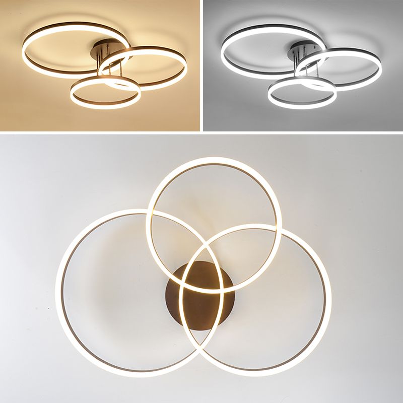 Metal Round Flush Mount Ceiling Light Modern Multi-Lights Flush Mount Ceiling in Brown
