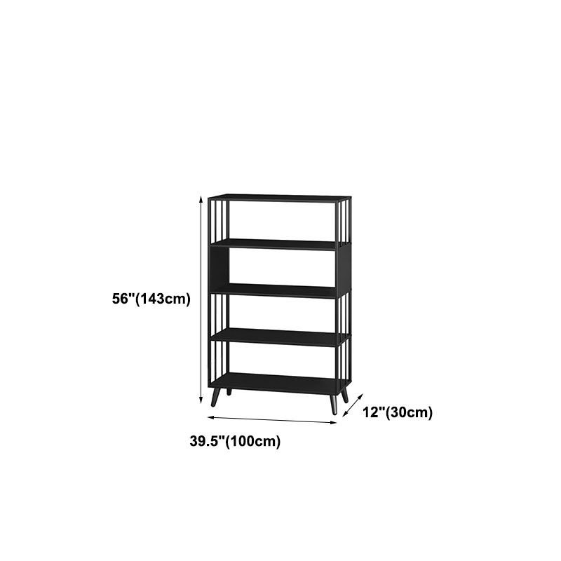 12" W Black Iron Frame Bookshelf Modern Open Storage Bookcase for Home Office