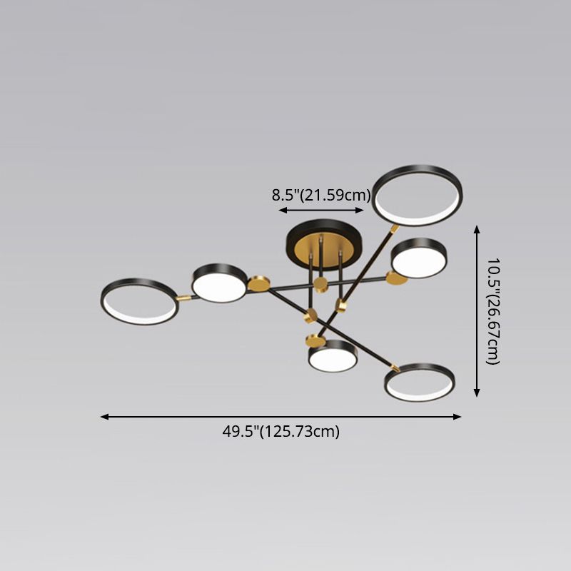 Ring kroonluchter hanglamp modernistische metalen hangende lampen met hangende koord voor woonkamer
