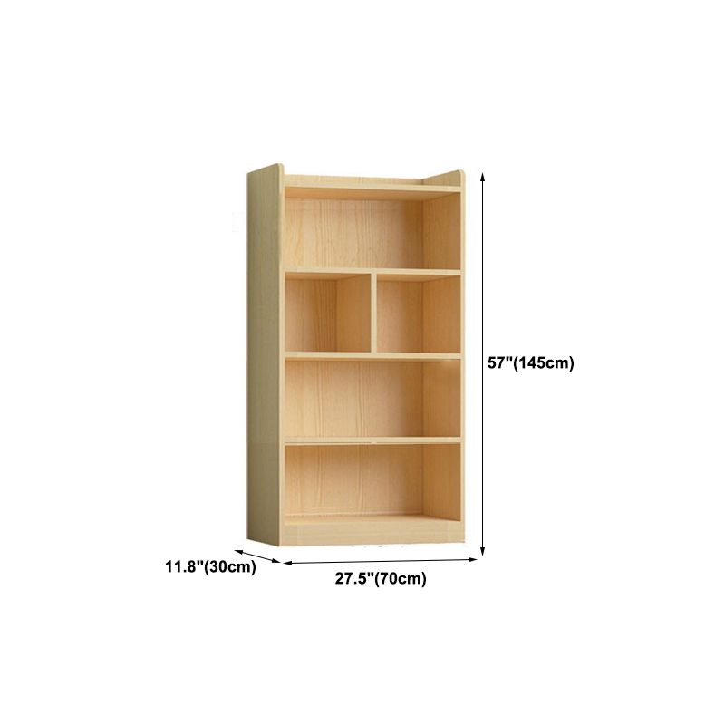 Contemporary Wooden Vertical Book Shelf Closed Back Brown Shelf Bookcase for Study Room