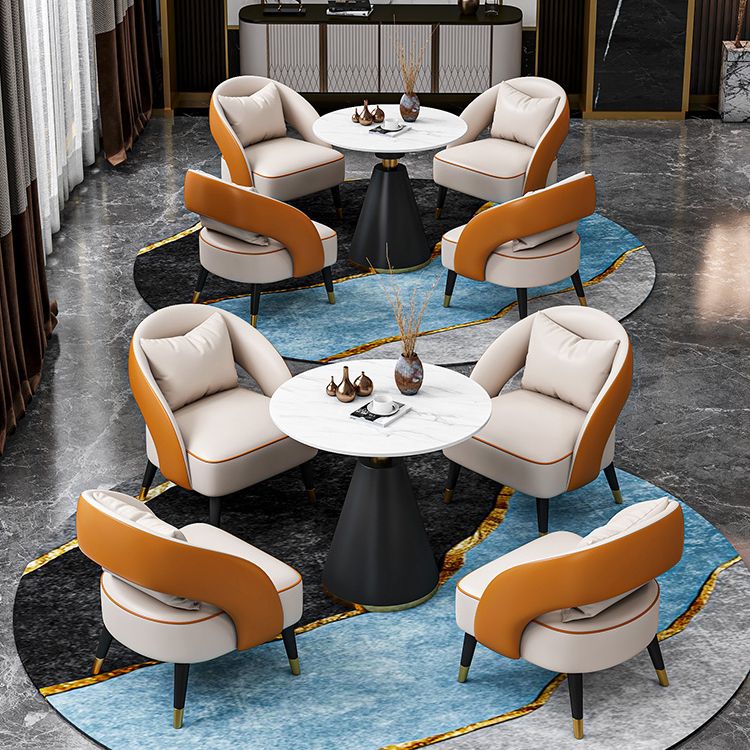 Traditioneller luxuriöser runder Esszimmer Tisch Sintered Steintisch mit schwarzer Sockelbasis