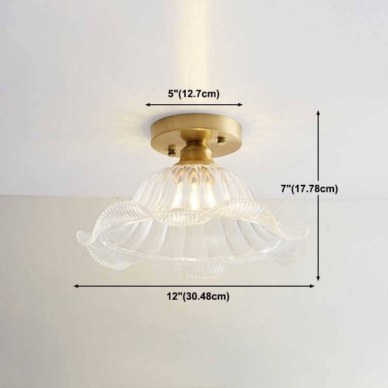 Modern Ceiling Light 1-Light Copper Ceiling Mount Light with Glass Shade for Aisle