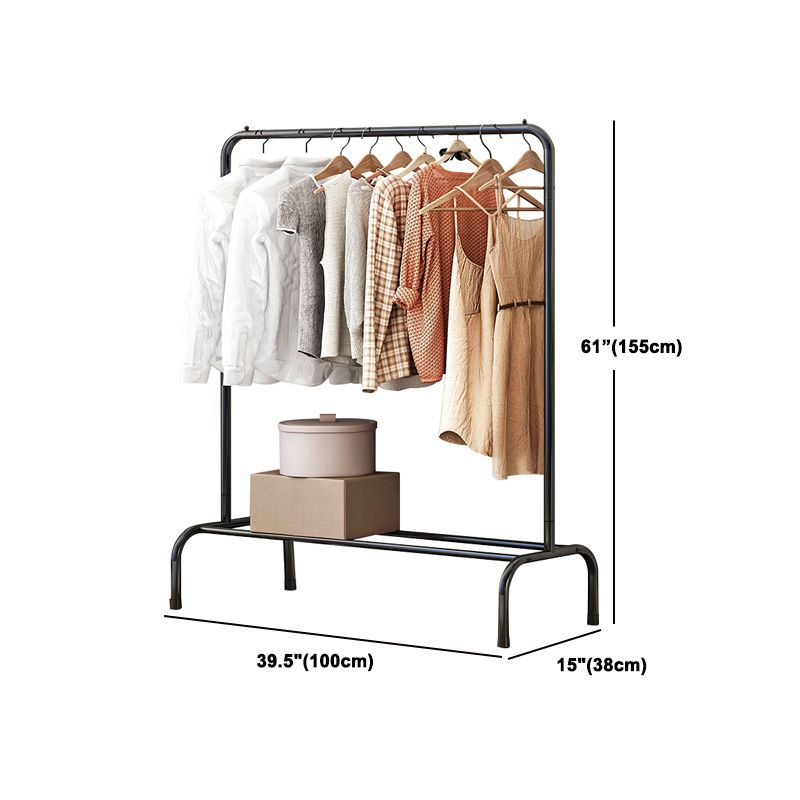 Contemporary Metal Open Armoire Black and White Cabinet with Caster Wheels