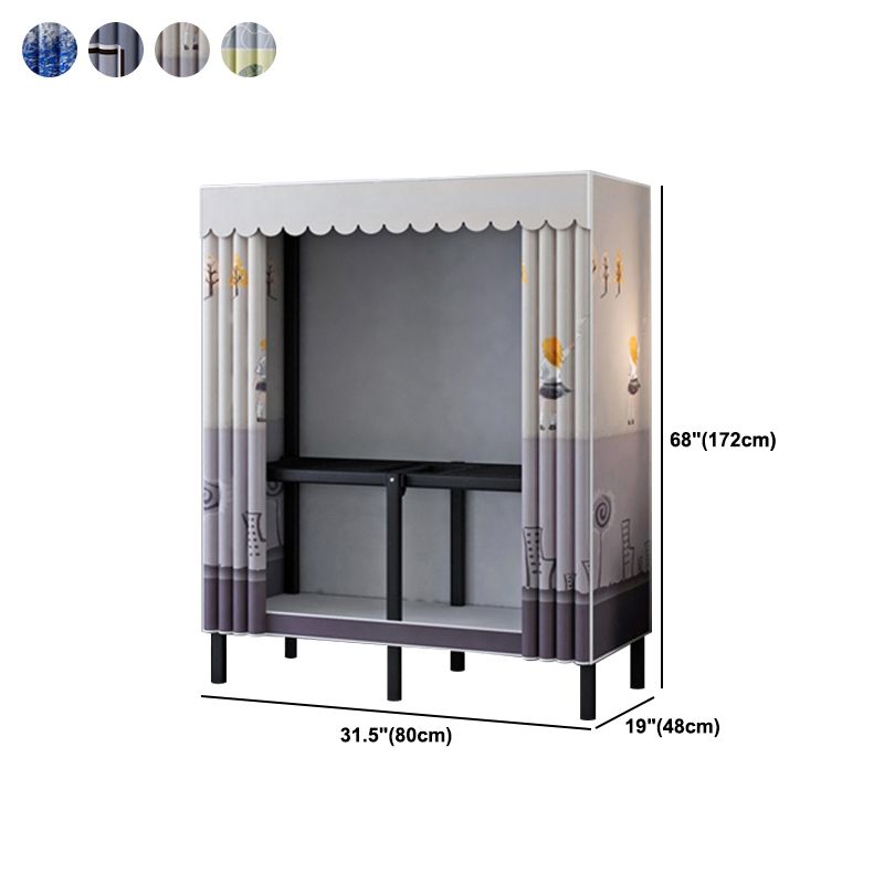 Folding Contemporary Wardrobe Armoire Steel Frame Wardrobe Cabinet for Bedroom